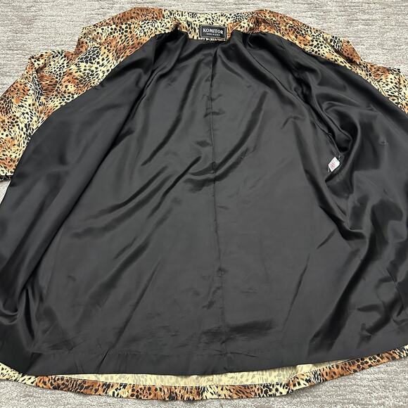 Vintage KOMITOR Coat Womens 3XL Brown Leopard Print Made in USA ILGWU 90s - Picture 2 of 9
